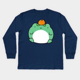 Orange Fruit Frog Kids Long Sleeve T-Shirt